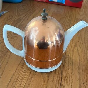 Copper and White Teapot